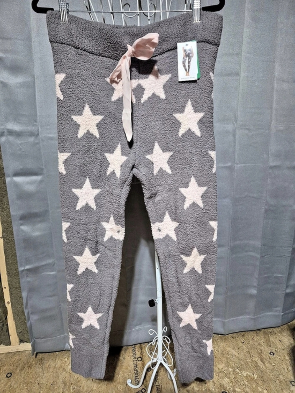 Honeydew Star Print Fleece Leggings in Gray & Pink XL NWT